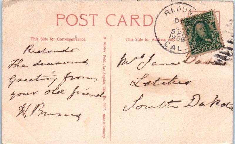 REDONDO, CA California   The HIGH SCHOOL   1908   Postcard