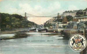 England Clifton Suspension Bridge Bristol Coat of Arms Postcard
