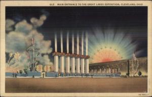 Cleveland OH Great Lakes Expo Main Entrance Linen Postcard