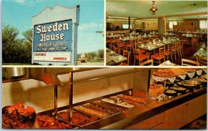 1950s Sweden House Smorgasbord Restaurant Naperville Illinois Postcard