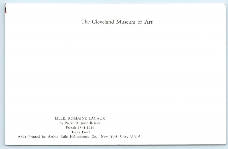 Vtg Cleveland Museum Art Mlle Romaine Lacaux Pierre Auguste Renoir Painting A273