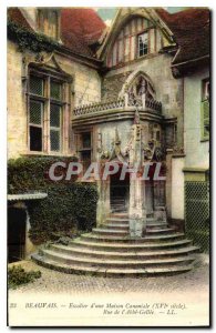 Old Postcard Beauvais Staircase of a canonical house Rue de l'Abbe Gellee