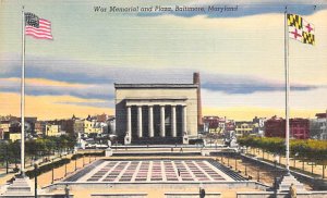 War Memorial, Plaza Baltimore, Maryland MD Postcards