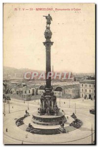 Old Postcard Barcelona Monumento a Colon