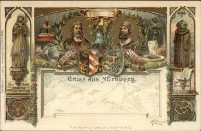 Gruss Aus Nurnberg Albrecht Durer P. Vischer c1910 Embossed Postcard