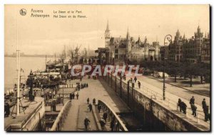 Old Postcard Antwerp Steen and the Port Boat