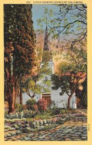 CA, California  LITTLE COUNTRY CHURCH OF HOLLYWOOD   c1940's Linen Postcard