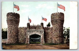 Tennessee~Lookout Mt~Point Park Entrance Gate~Castellated~USA Flag~1907 Postcard