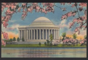 DC WASHINGTON Cherry Blossoms Jefferson Memorial Shrine ~ LINEN