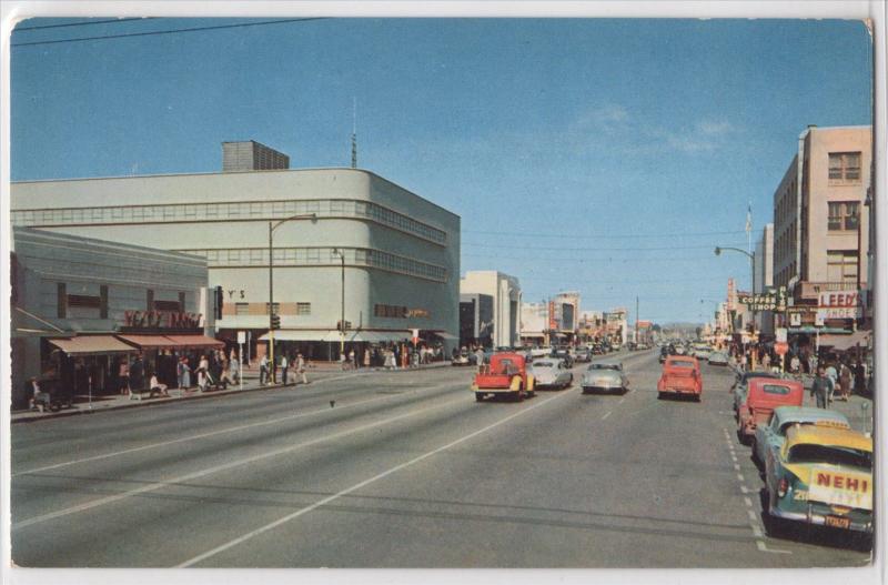 1950’s Bakersfield California Street View Old Cars Kern County Vintage Postcard
