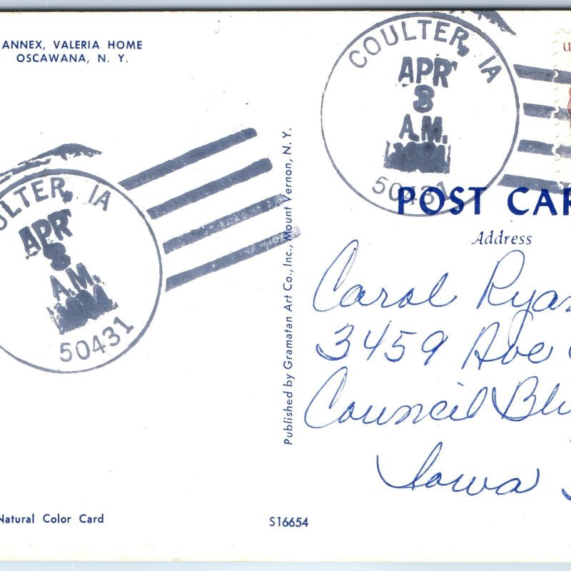 1984 Coulter, IA Post Office Cancel Postcard Town USPO Postal History A268