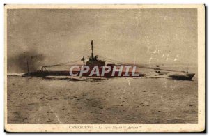 Old Postcard Boat War Cherbourg Ariane Submarine