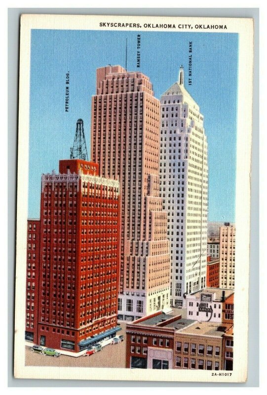 Vintage 1940's Postcard Aerial View Skyscrapers Oklahoma City Oklahoma