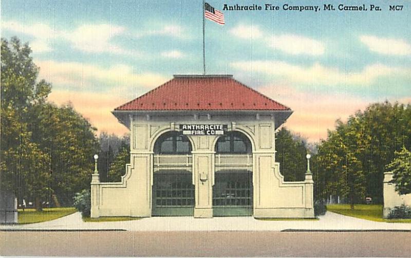 Linen Card of Anthracite Fire Company Mt. Carmel PA