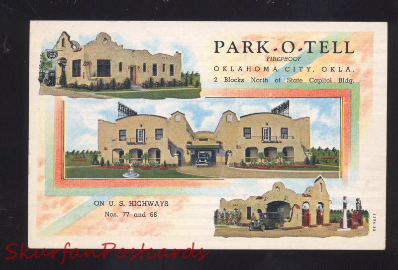 OKLAHOMA CITY OKLAHOMA ROUTE 66 PARK-O-TEL MOTEL MULTI VIEW LINEN POSTCARD