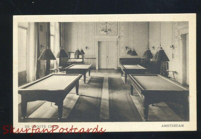 AMSTERDAM HOLLAND NETHERLANDS GROOTE CLUB POOL TABLE BILLIARDS HALL POSTCARD