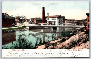 K26/ Valley Falls Rhode Island Postcard c1910 Bridge and Mills 435