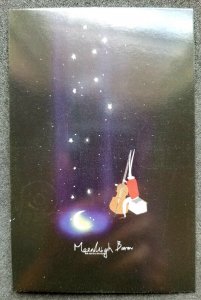 [AG] P714 Moonlight Bunny Music Cello Moon Space (postcard) *glow in dark *New