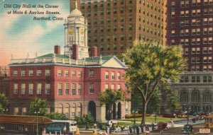 Vintage Postcard 1930's Old City Hall Asylum Streets Hartford Connecticut