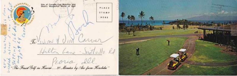 Royal Kaanapali Golf Club Hawaii - Double postcard and Golf Scorecard