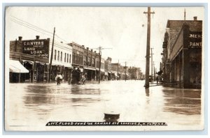 1908 Flood Kansas Avenue Looking S N Topeka Kansas KS RPPC Photo Posted Postcard