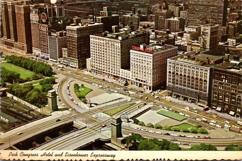 Illinois Chicago Pick Congress Hotel and Eisenhower Expressway 1973