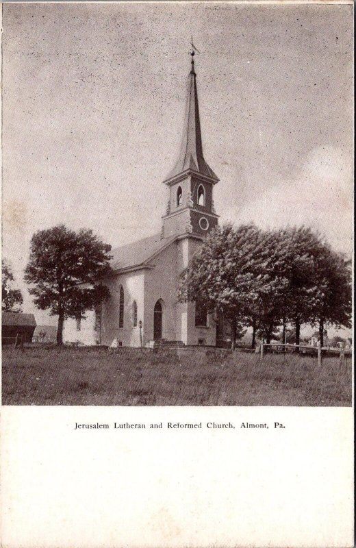 Postcard Jerusalem Lutheran and Reformed Church Almont PA