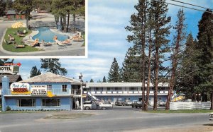 PARK AVE MOTEL Stateline Swimming Pool LAKE TAHOE Roadside '60s Vintage Postcard