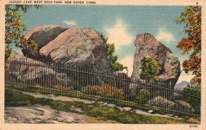 Vintage Postcard 1930's Judges Cave West Rock Park New Haven CT Connecticut