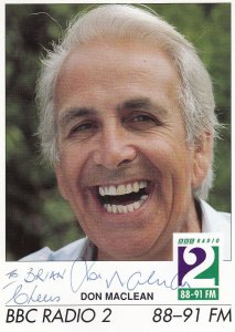 Don MacLean BBC Radio 2 Hand Signed Photo