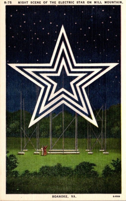 Virginia Roanoke Mill Mountain Night Scene Of The Electric Star