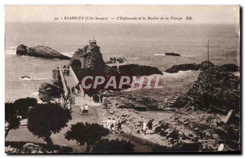 Old Postcard Biarritz S & # 39Esplanade And The Rock Of The Virgin