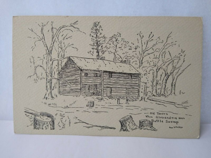 Alexandria Pennsylvania Old Log Tavern Battle Swamp Postcard Sue Phillips 1950's
