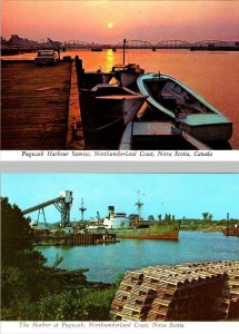 2~4X6 Postcards Nova Scotia, Canada PUGWASH HARBOR Sunrise & Day BOATS/BRIDGE