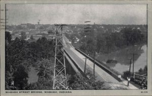 Wabash Indiana IN Street Bridge Vintage Postcard