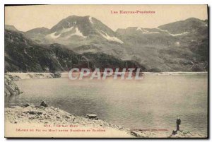 Old Postcard The High Pyrenees Le Lac Bleu (Massif Pic du Midi) between Bagne...