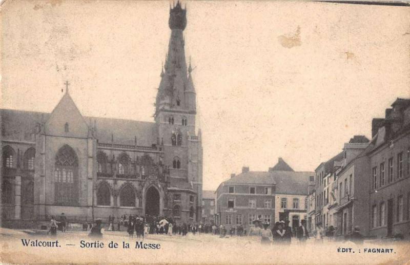 Walcourt Belgium birds eye view local church antique pc Z16034