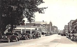 Milford MA Main Street Storefronts Old Cars RPPC Postcard