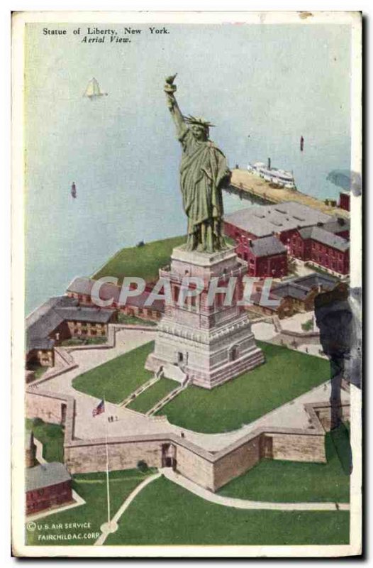 Old Postcard Statue of Liberty Statue of Liberty New York Aerial View