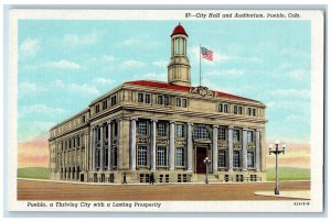 1920s City Hall and Auditorium Thriving City Pueblo Colorado CO Vintage Postcard 