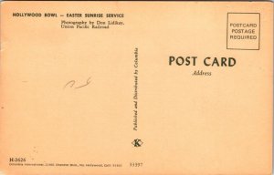 Hollywood Bowl Easter Sunrise Service Aerial View Postcard Columbia VTG UNP
