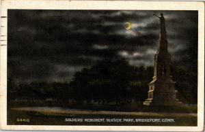 Soldiers Monument Seaside Park Bridgeport CT c1921 Vintage Postcard Q28