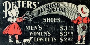 Trade Card Sticker Peters' Diamond Special Shoes Tiny Dog & Children F93