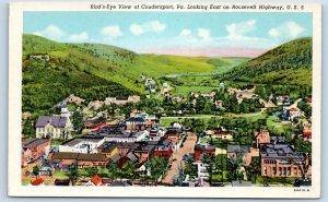 1940 Coudersport Pennsylvania Postcard Birds Eye View Looking East Roosevelt