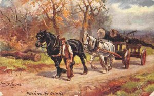 Carting Trunks Horse Wagon Logging Forest United Kingdom 1905 Tuck postcard