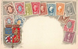 Sweden, Stamp Images on Early Embossed Postcard, Published by Ottmar Zieher