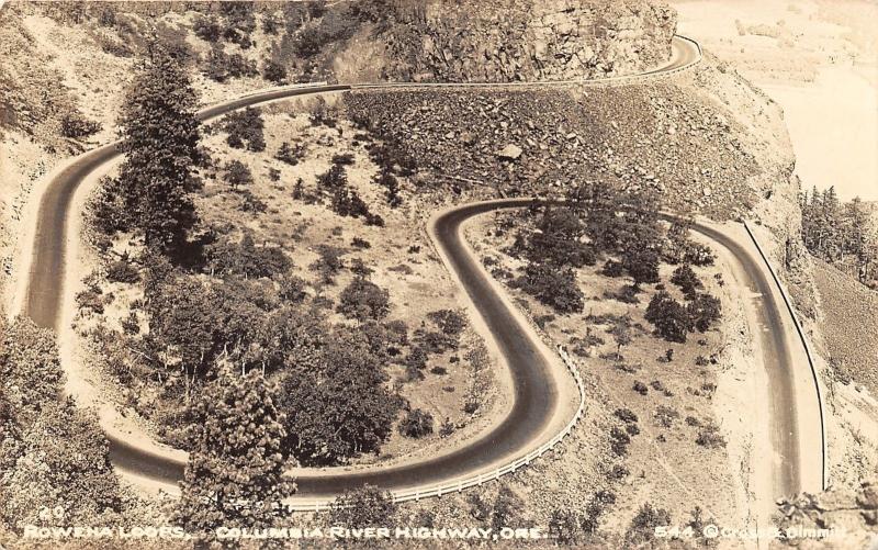 Columbia River Highway Oregon~Rowena Loops Aerial View~1930s Real Photo-RPPC