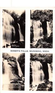 C93/ Munising Michigan Mi Real Photo RPPC Postcard 1934 Miner's Falls 4View