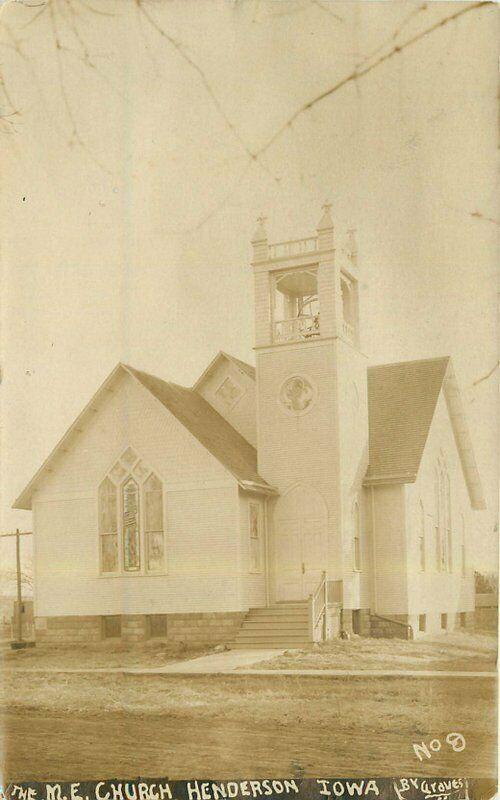 Henderson Iowa 1908 Mills County ME Church RPPC Photo Postcard 5355