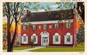 Newton New Jersey birds eye view Dennis Library entrance antique pc Z21219 